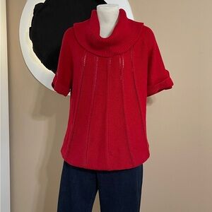Banana Republic 100% cotton Red Cowl Turtleneck Short Sleeve Sweater